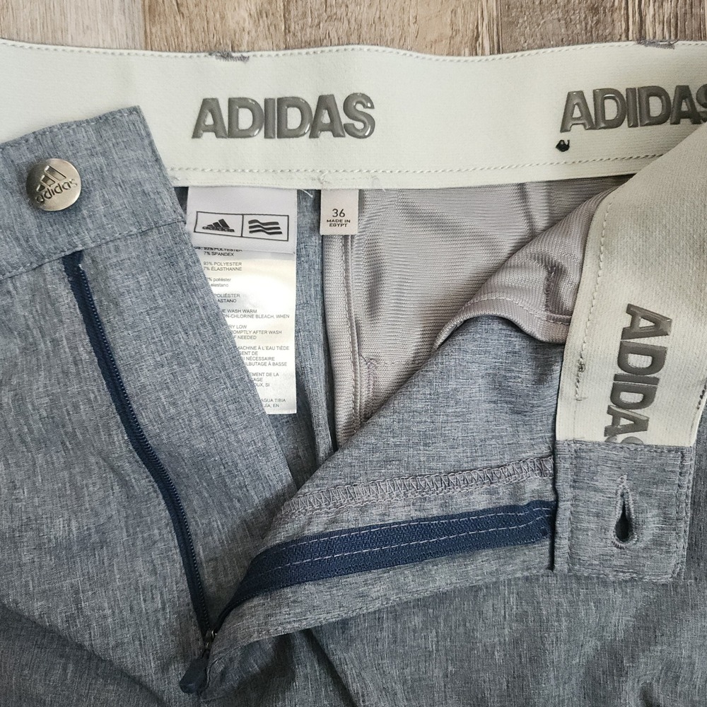 Adidas Golf Shorts Mens 36 Gray Heathered Performance Stretch Chino Flat Front - Picture 6 of 8